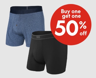 SAXX Underwear Buy One, Get One 50% Off* Select styles. Offer valid June 5-15.