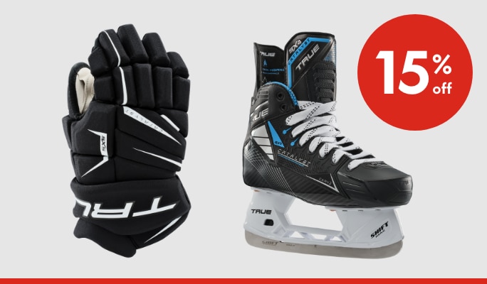 True Hockey Equipment 15% off*. Offer valid Nov 21-Dec 4, 2025.