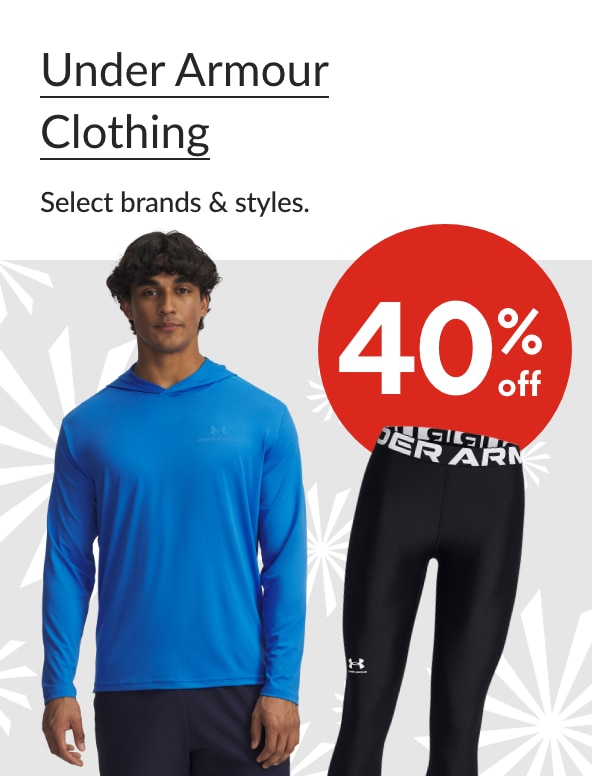 Under Armour Clothing 40% off Our ticket price. Select styles. 