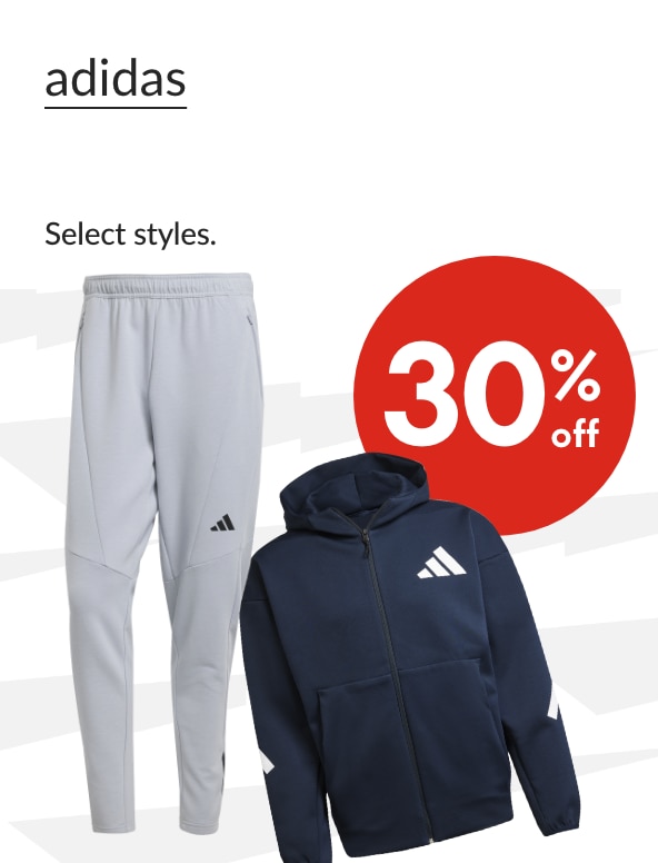 adidas 30% Off  Our ticket price. Select styles.