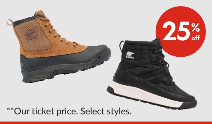 Select Sorel Footwear 25% off**