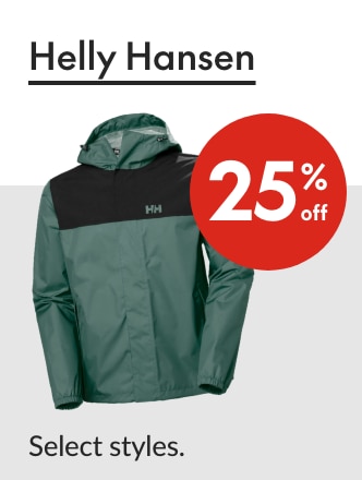 Helly Hansen 25% off Our ticket price. Select styles. 