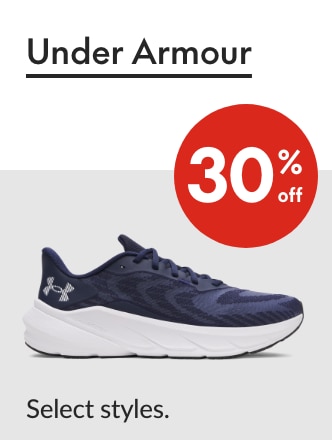 Under Armour 30% off Our ticket price. Select styles. 