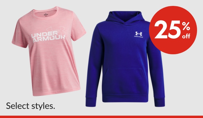 Under Armour & adidas Kids' Clothing 25% off Our ticket price. Select styles.