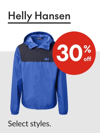 Helly Hansen 30% off Our ticket price. Select styles.