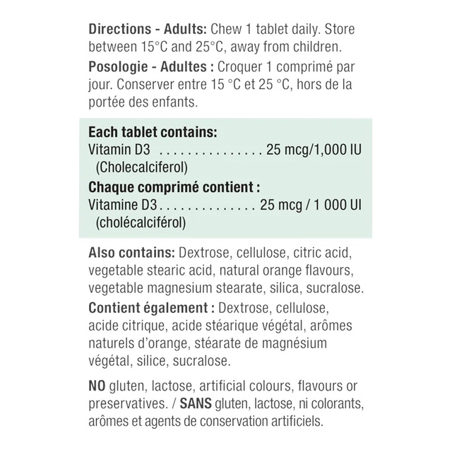Jamieson 1000lu Vitamin D Chewable 100 Tablets SportChek