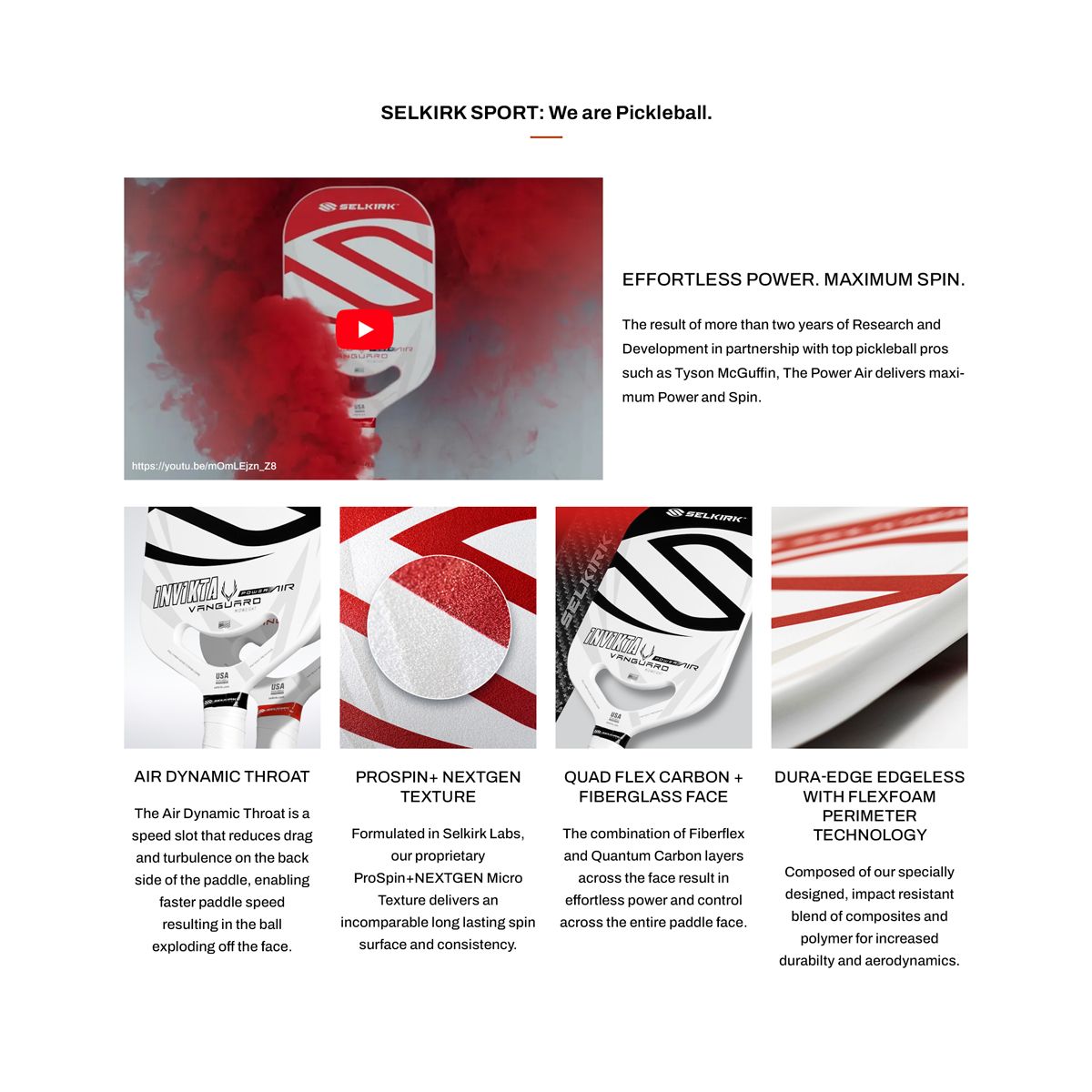 Selkirk Vanguard PW Air Invikta MW Senior Pickleball Paddle