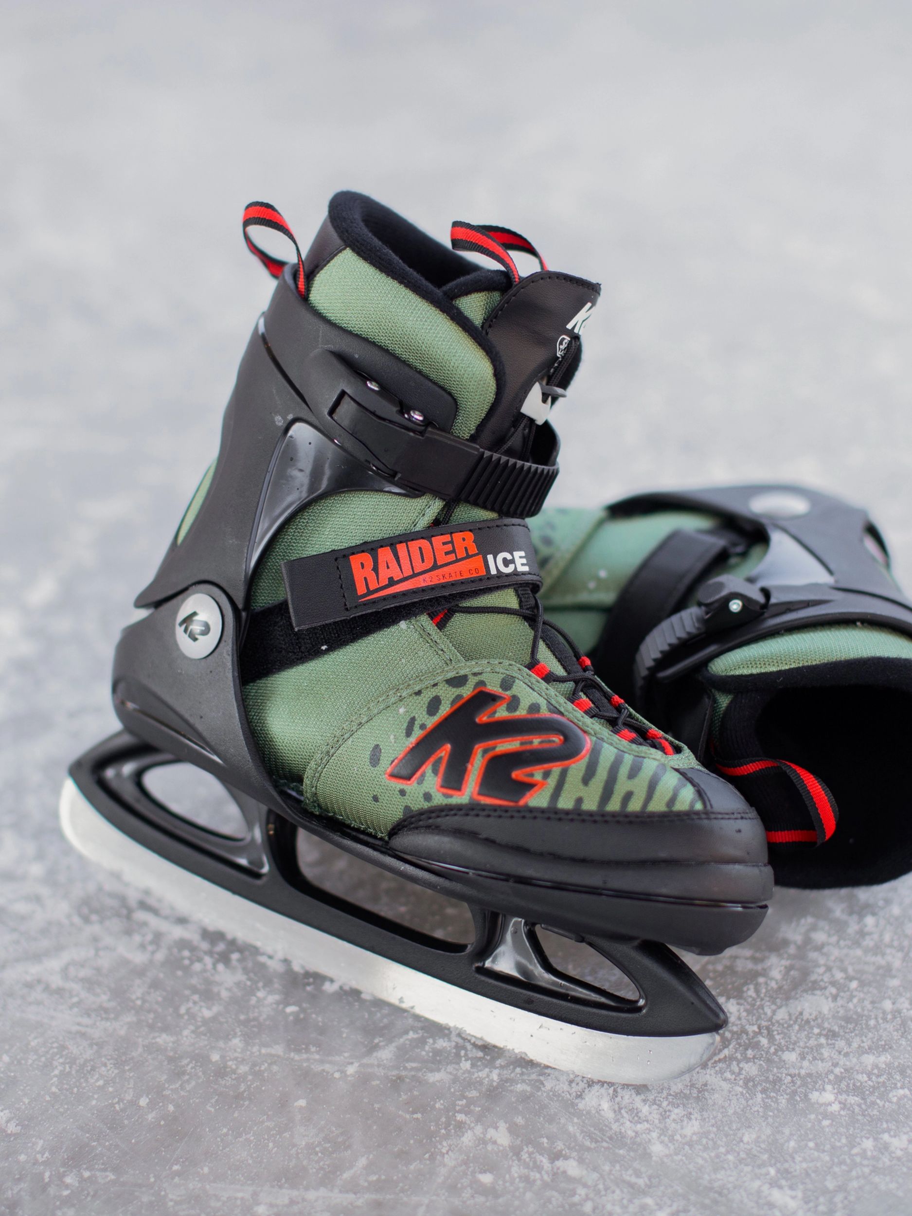 K2 Kids' Raider Lined Speed-Lace Adjustable Ice Skates with Hockey Blades