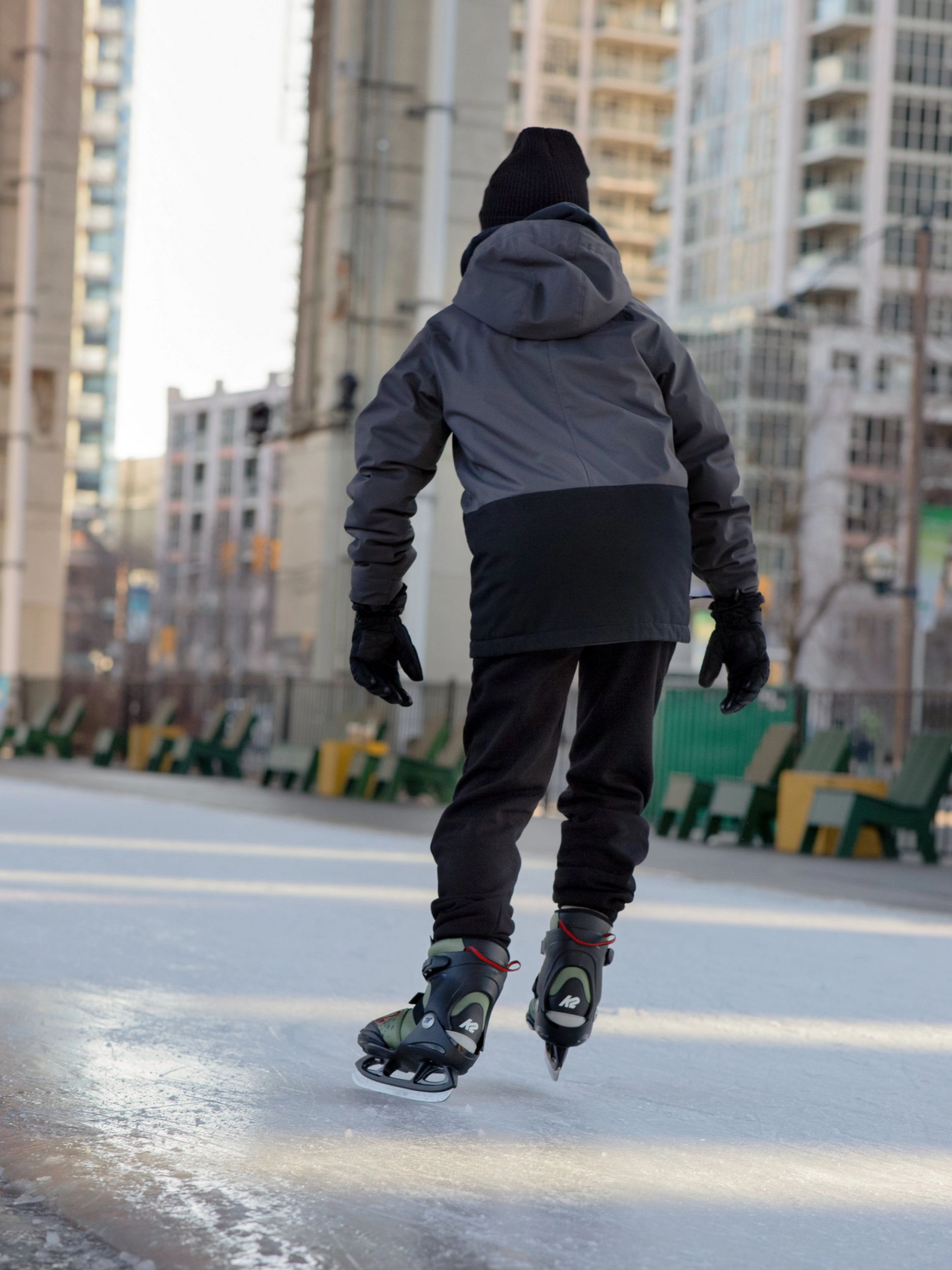 K2 Kids' Raider Lined Speed-Lace Adjustable Ice Skates with Hockey Blades