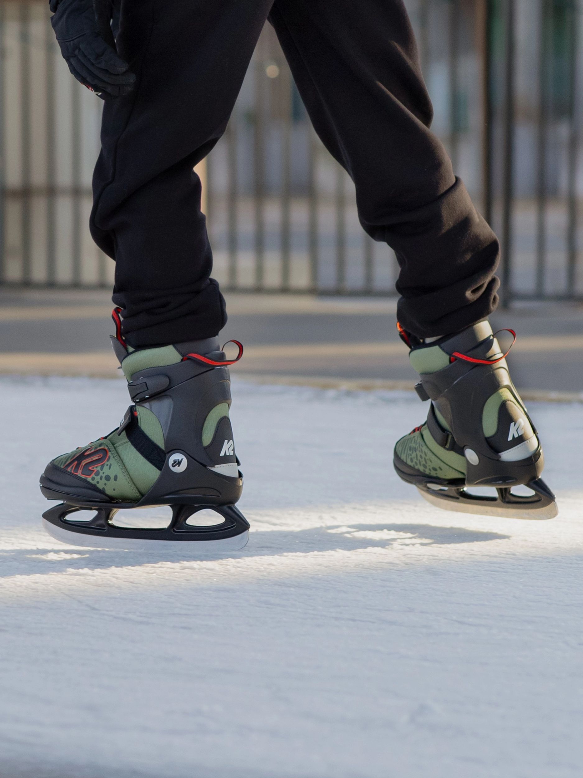 K2 Kids' Raider Lined Speed-Lace Adjustable Ice Skates with Hockey Blades