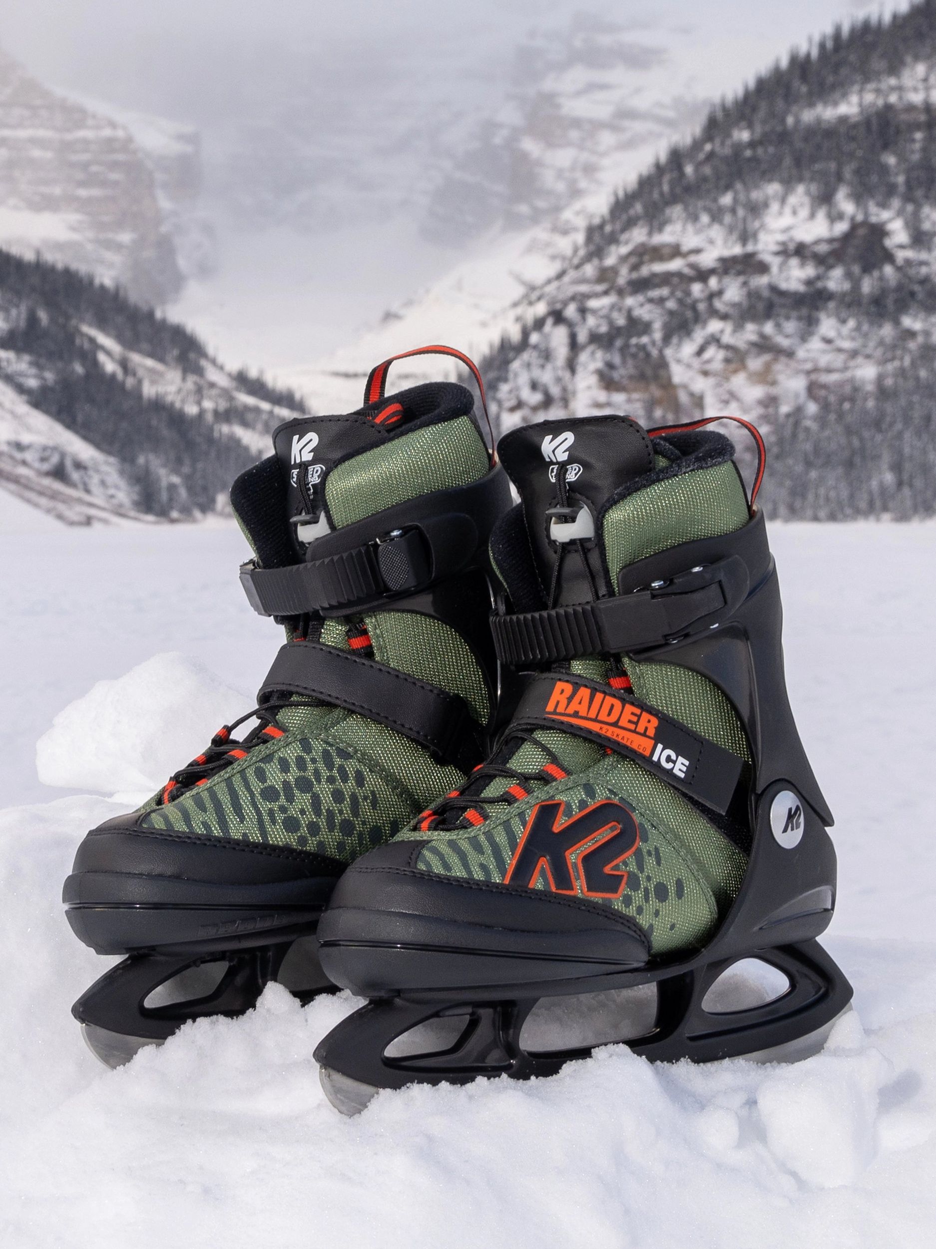 K2 Kids' Raider Lined Speed-Lace Adjustable Ice Skates with Hockey Blades