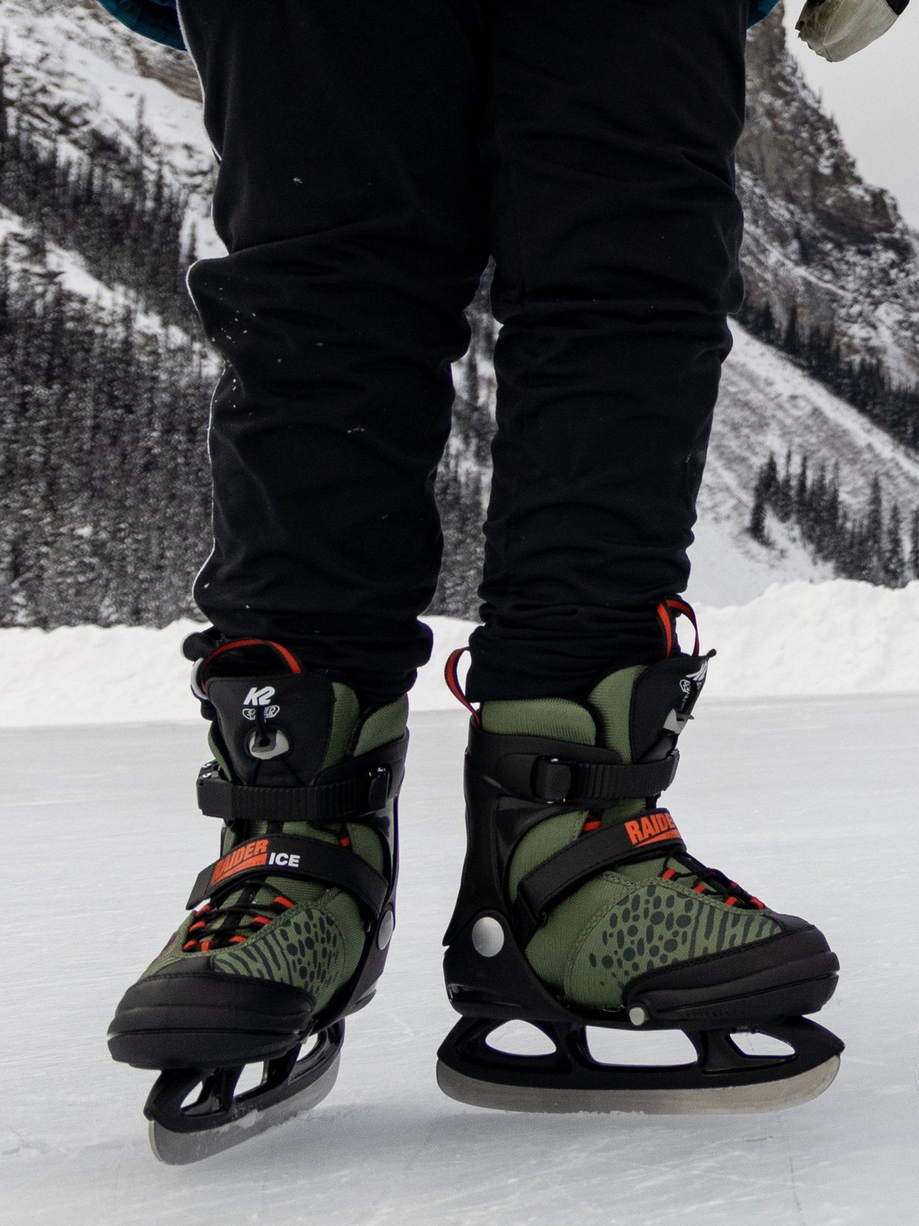 K2 Kids' Raider Lined Speed-Lace Adjustable Ice Skates with Hockey Blades