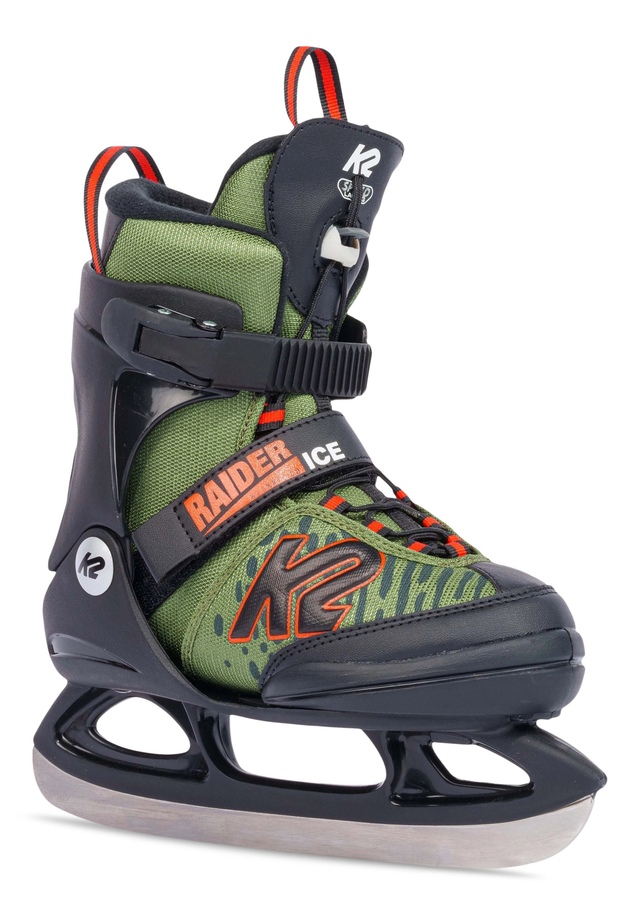 K2 Kids' Raider Lined Speed-Lace Adjustable Ice Skates with Hockey Blades