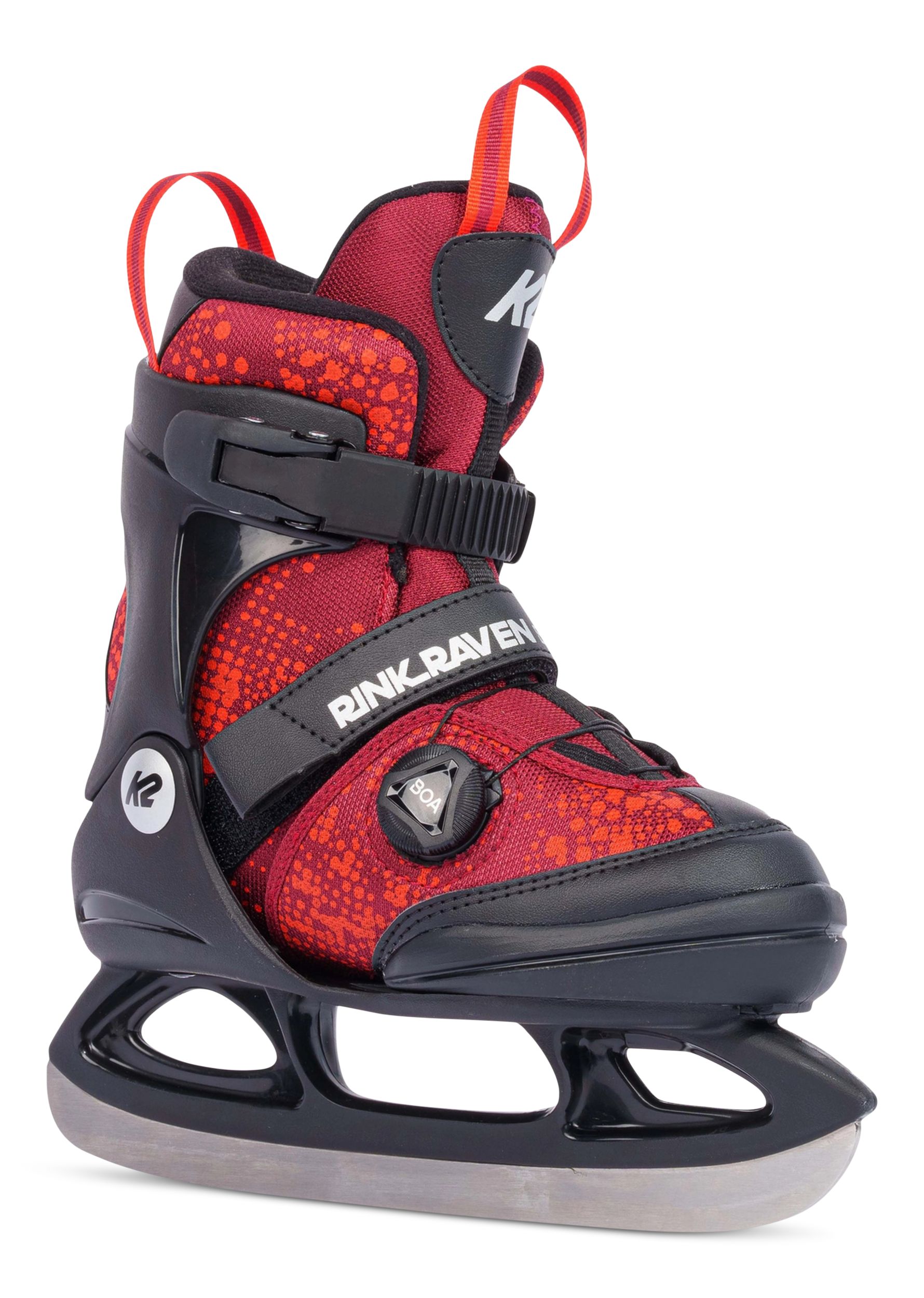 K2 Kids' Rink Raven Boa Water-Repellent Adjustable Ice Skates with Hockey Blades