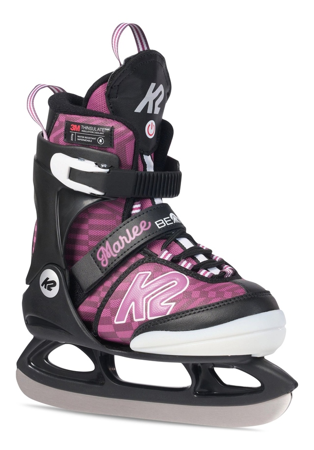 K2 Kid's Marlee Beam Adjustable Light-Up Ice Skates with Hockey Blades