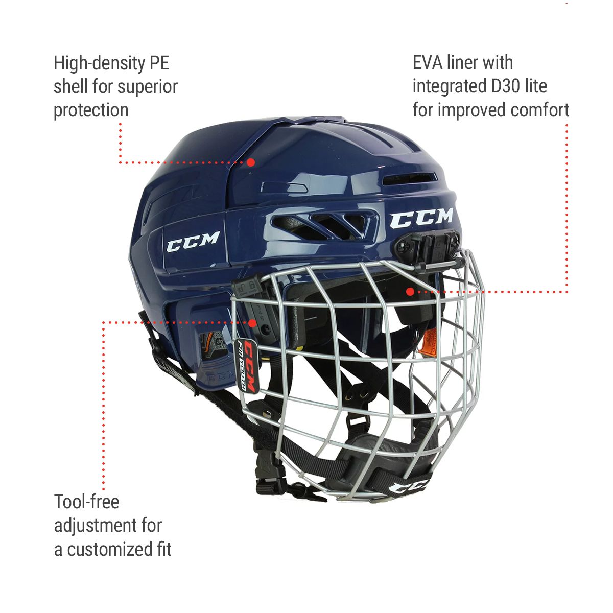 CCM Fitlite 3DS Youth Helmet Combo