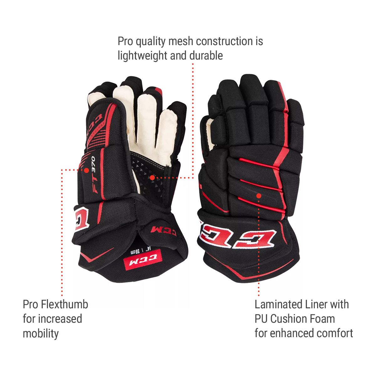 CCM Jetspeed FT370 Junior Hockey Gloves