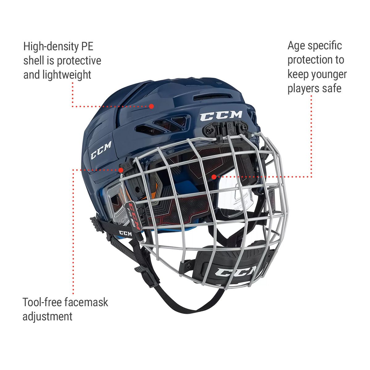 CCM Fitlite 3DS Junior Hockey Helmet Combo