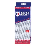 Elite Hockey Waxed Skate Laces - White/Black Front_Angled_Left