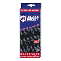 Elite Hockey Waxed Skate Laces - Black / White Front_Angled_Left