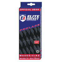 Elite Hockey Waxed Skate Laces - Black / White Front_Angled_Left