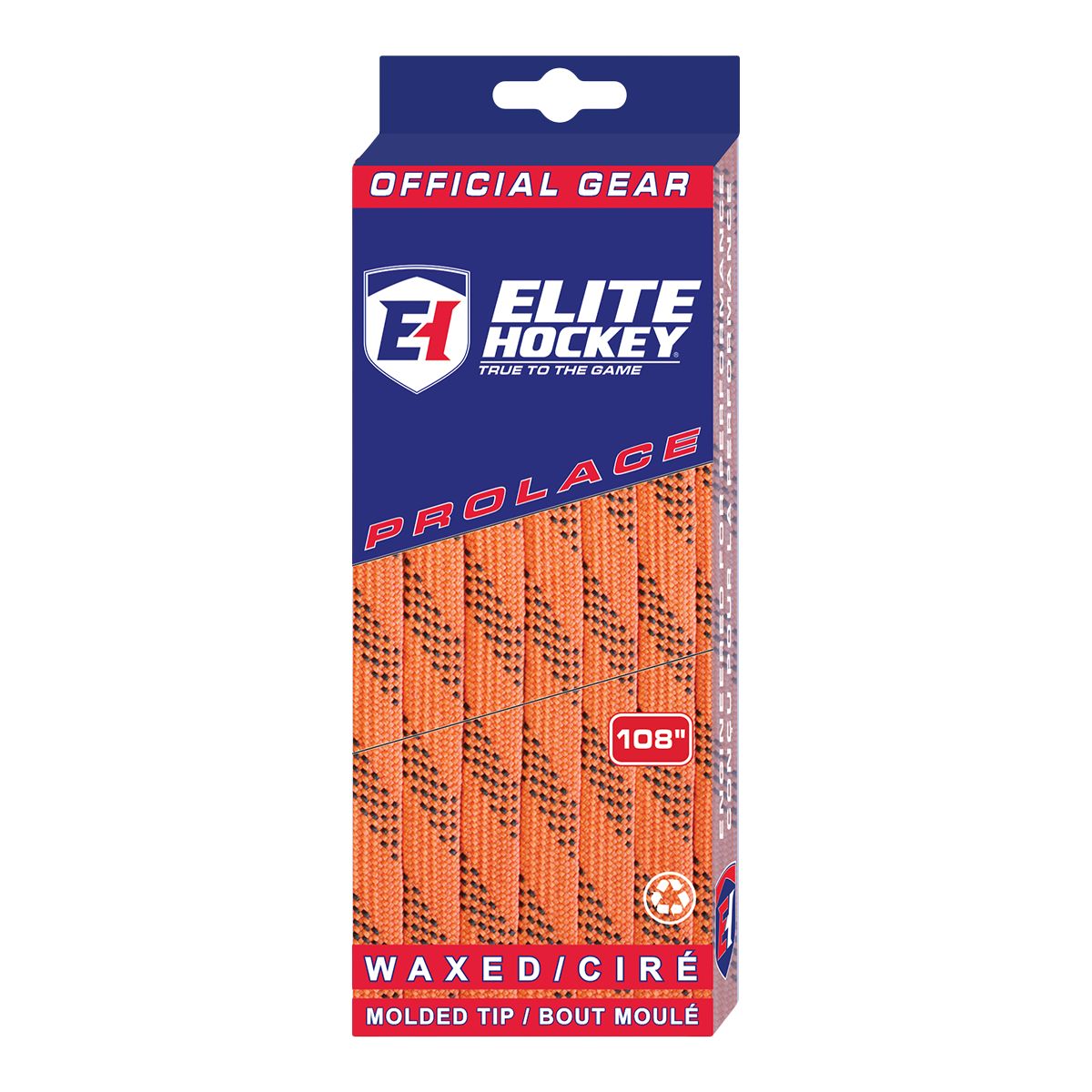 Elite Hockey Waxed Skate Laces - Orange/Black