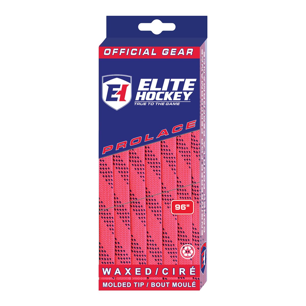 Elite Hockey® Waxed Skate Laces - Neon Pink / Navy