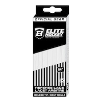 Elite Hockey® Non-Waxed White Referee Skate Laces Front_Angled_Left
