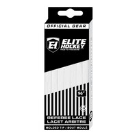 Elite Hockey® Non-Waxed White Referee Skate Laces Front_Angled_Left