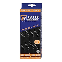 Elite Hockey Pro-X7 Non-Waxed Wide Skate Laces - Black/White Front_Angled_Left