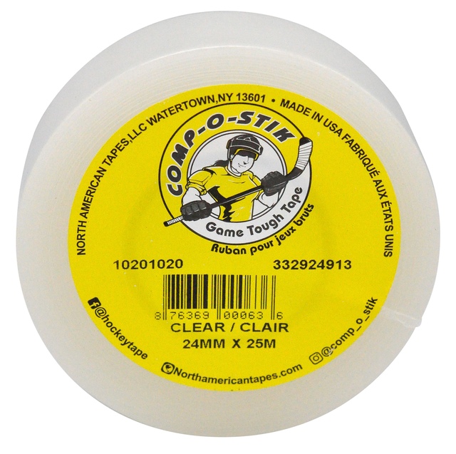 COMP-O-STIK 24MM X 25M Clear Hockey Tape Front_Elevated