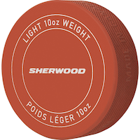 Sherwood 10 oz Weighted Hockey Puck Front_Three_Fourths_Angled_Left