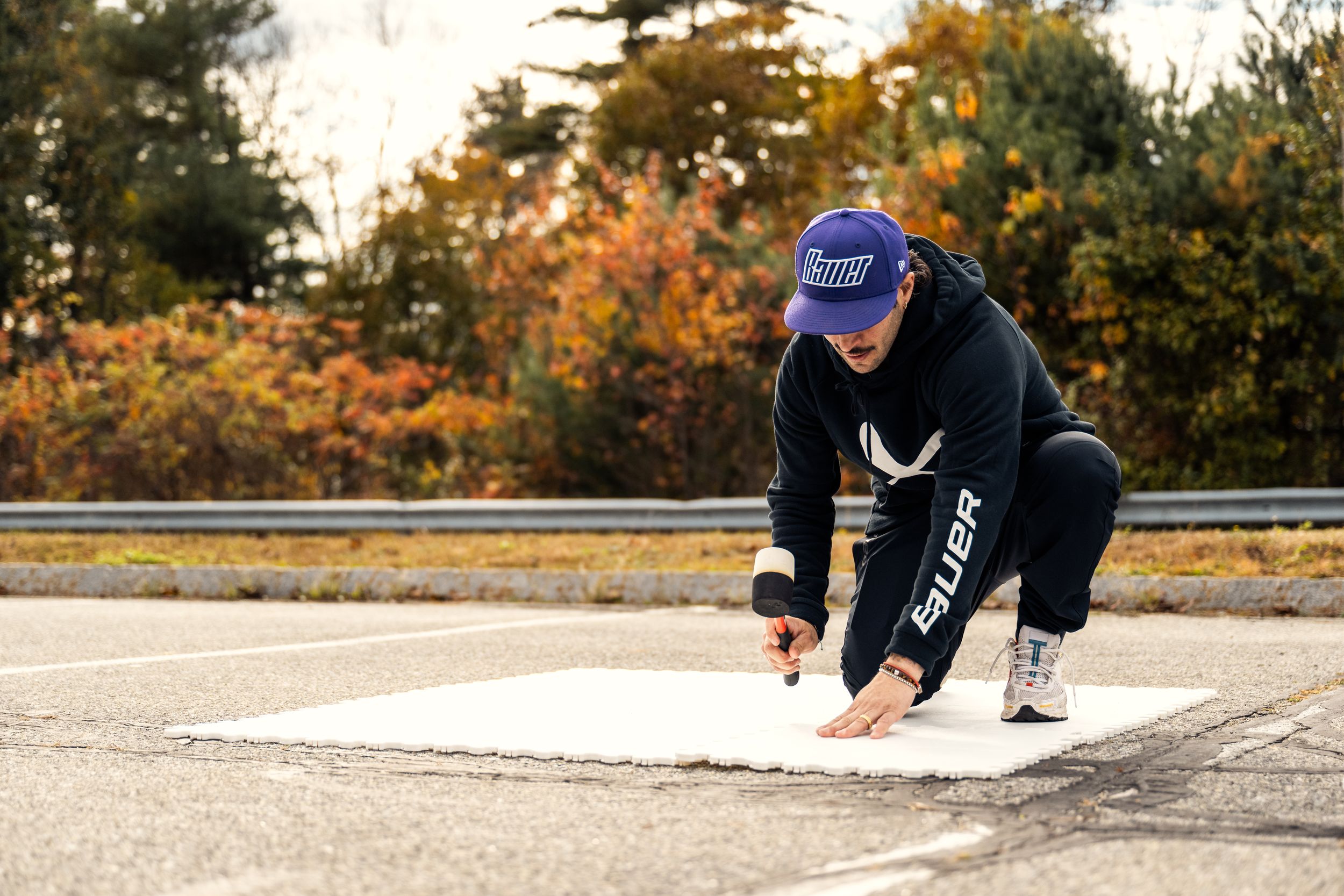 Bauer Synthetic Skate-Able Ice Tiles - 10 Pack Overhead_Plunge