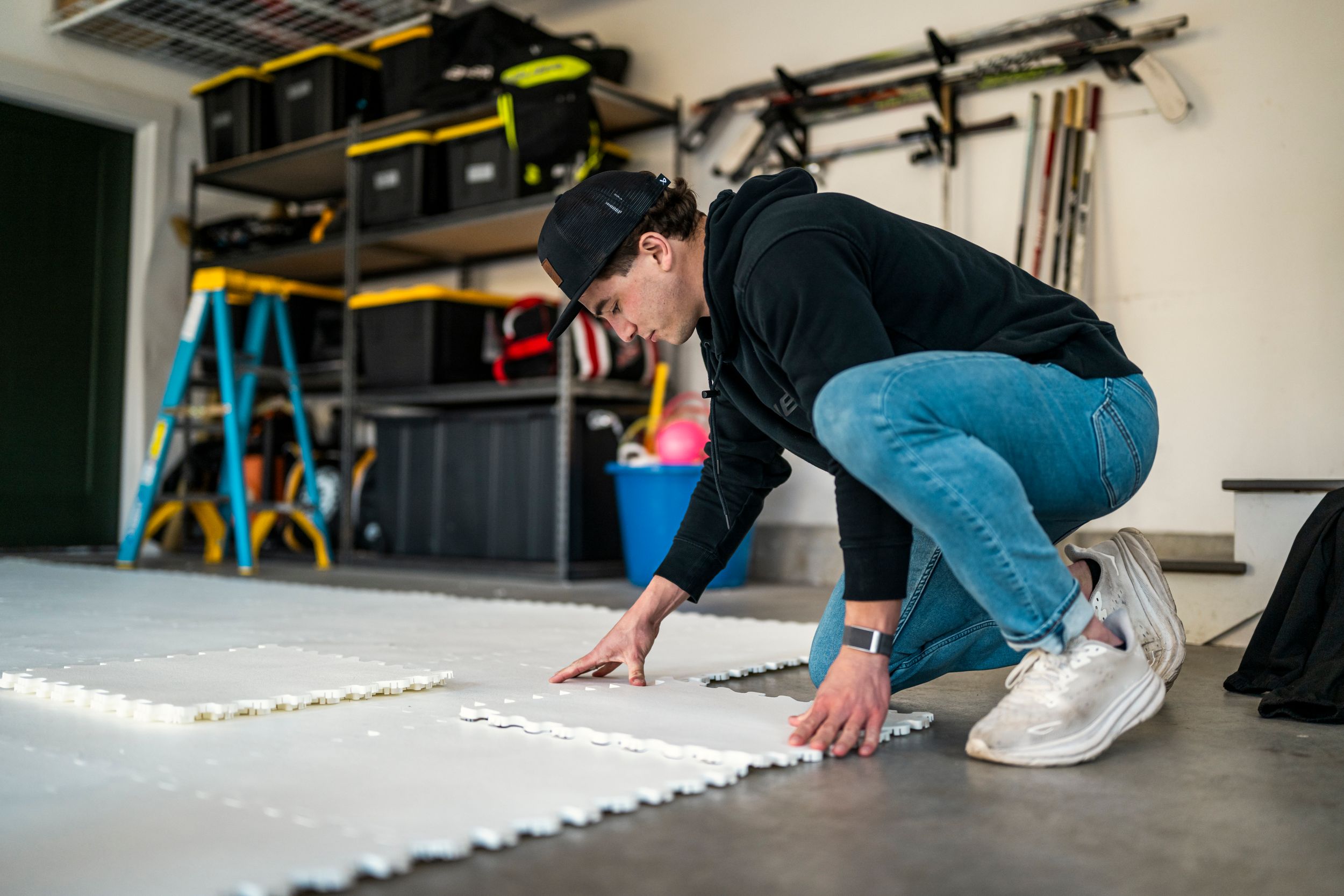 Bauer Synthetic Skate-Able Ice Tiles - 10 Pack Overhead_Plunge