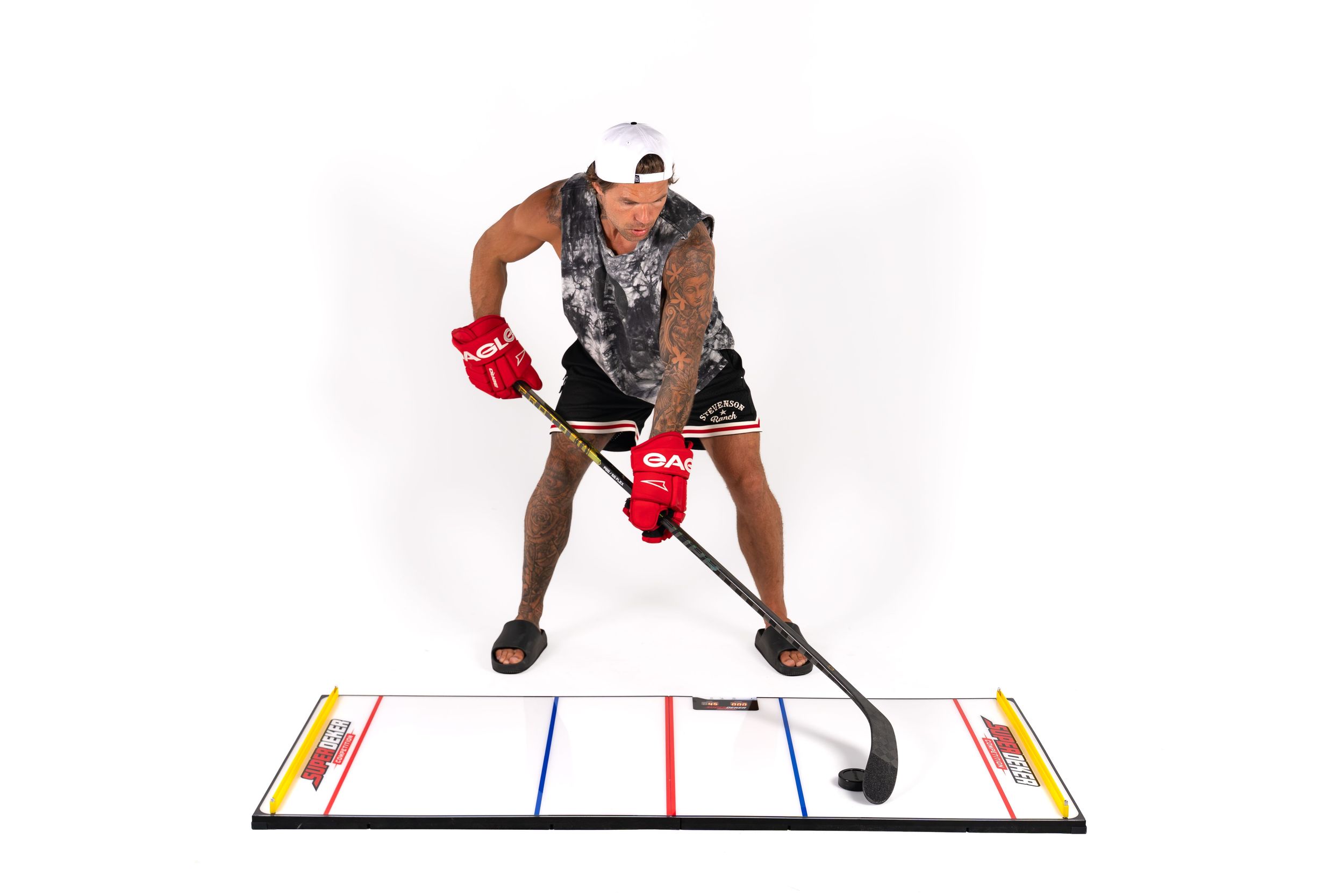HockeyShot SuperDeker®️ Competition Hockey Training 2-Panel Overhead_Plunge