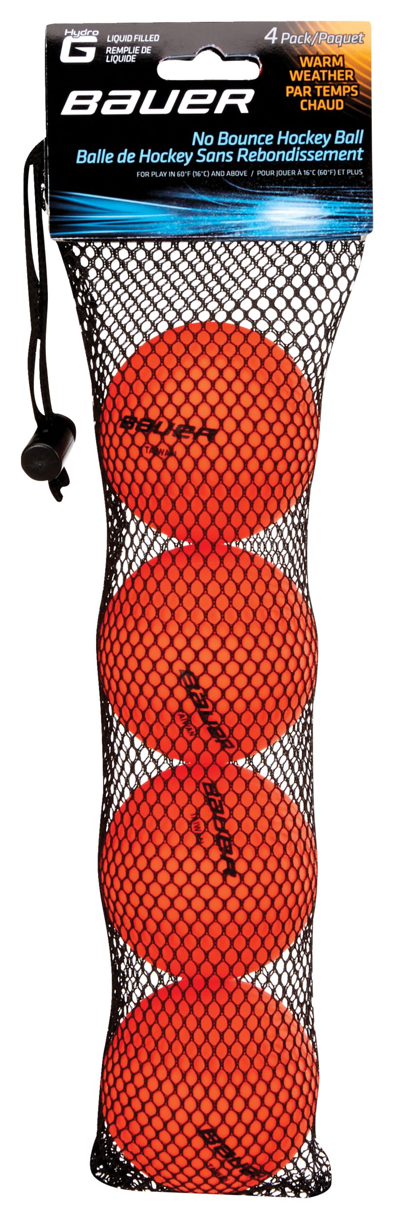 Bauer Hydrog Warm Weather Orange Hockey Ball - 4pk