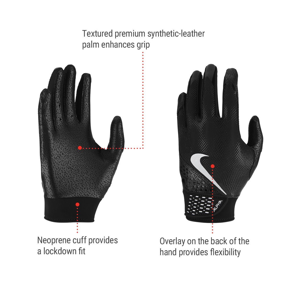 Nike Alpha Youth Baseball Batting Gloves