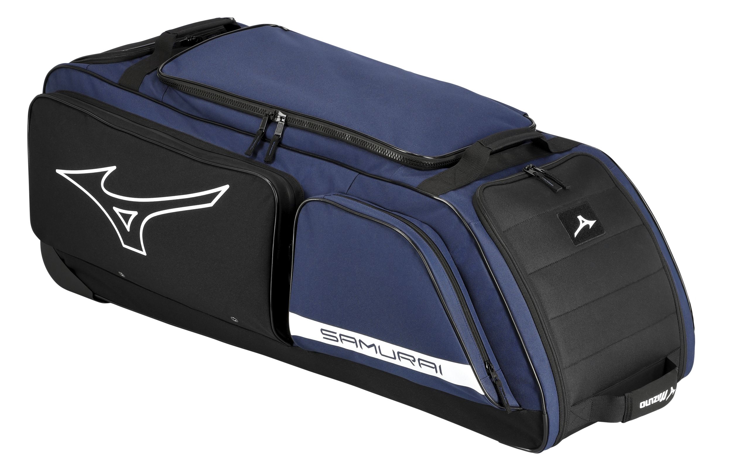 Mizuno Samurai Baseball Wheel Bag Front_Angled_Left