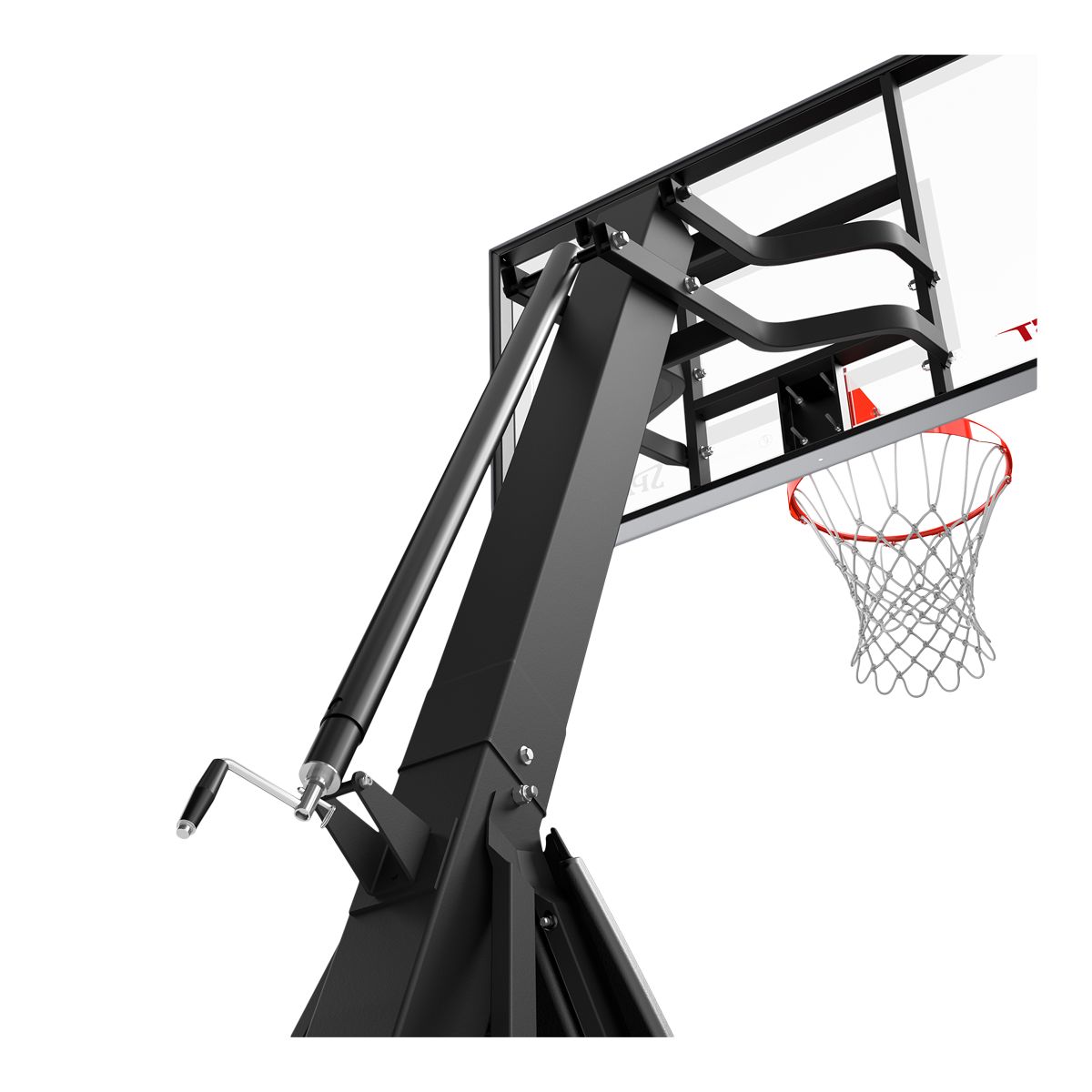 Spalding 60 Inch Glass "The Beast" Portable Basketball System CloseUp