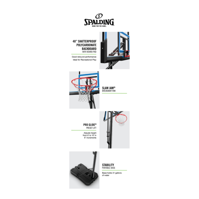 Spalding 48 Inch Polycarbonate Portable Basketball System SportChek