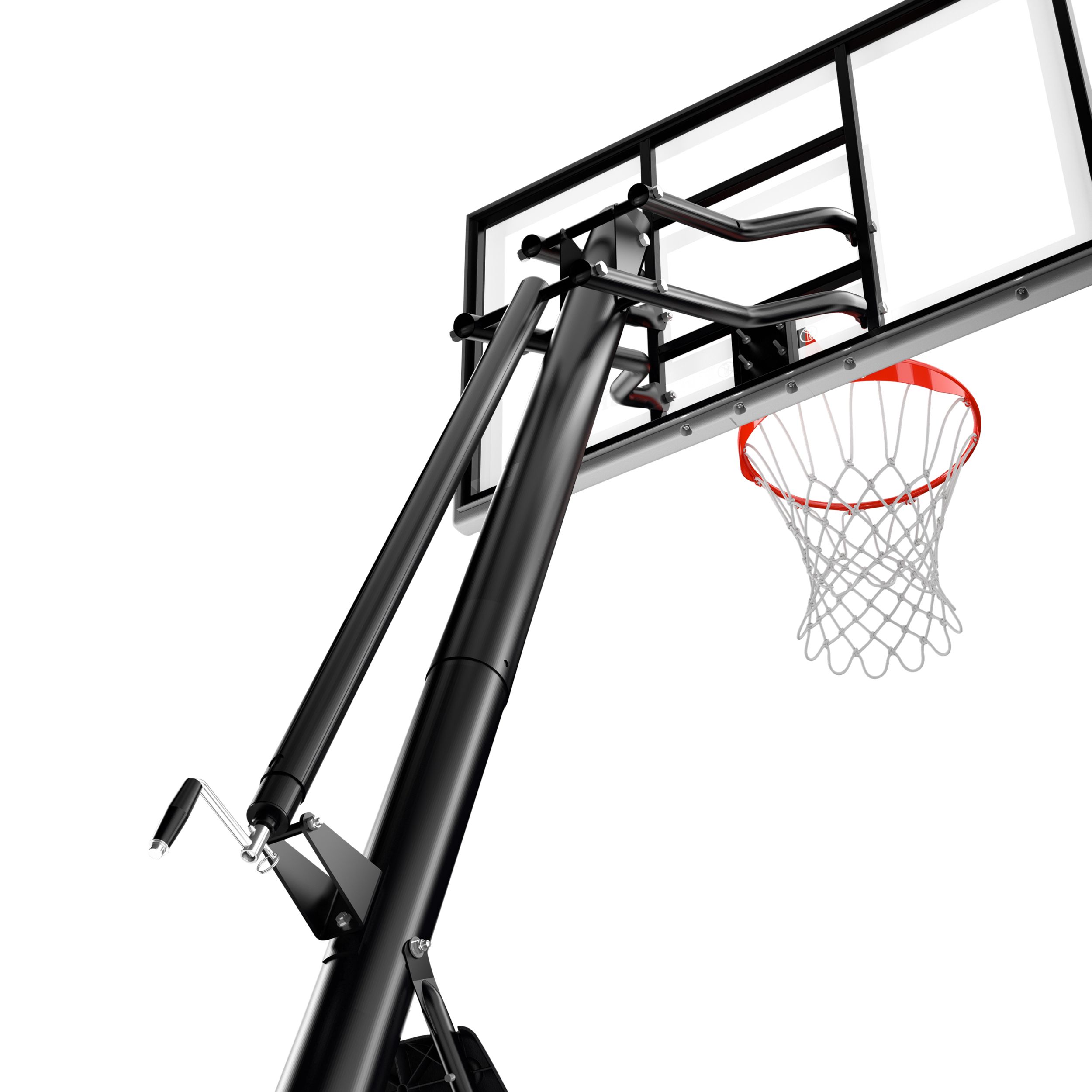 Spalding 54 Inch Glass Hybrid Portable Basketball System CloseUp