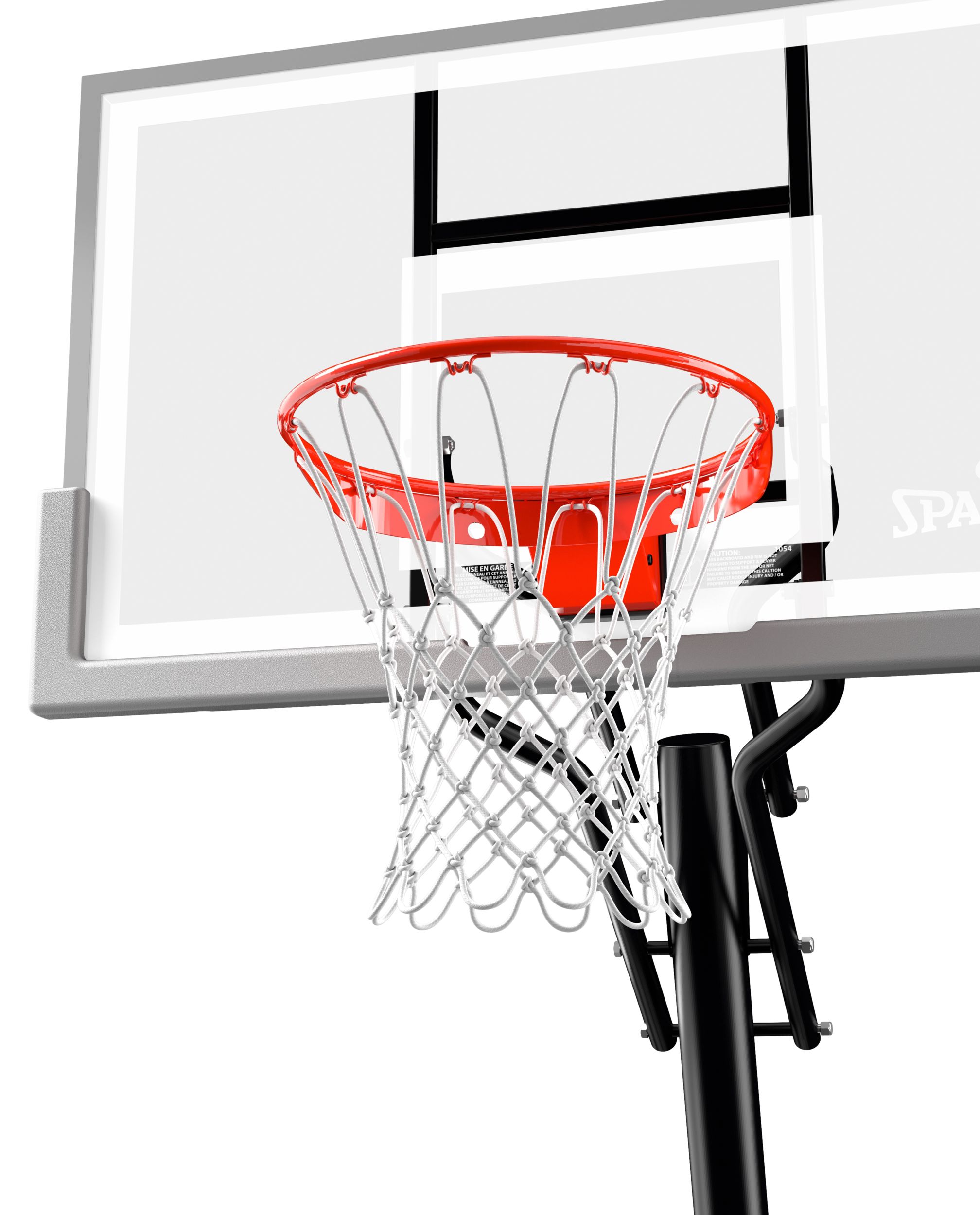 Spalding 54 Inch Glass Hybrid Portable Basketball System CloseUp