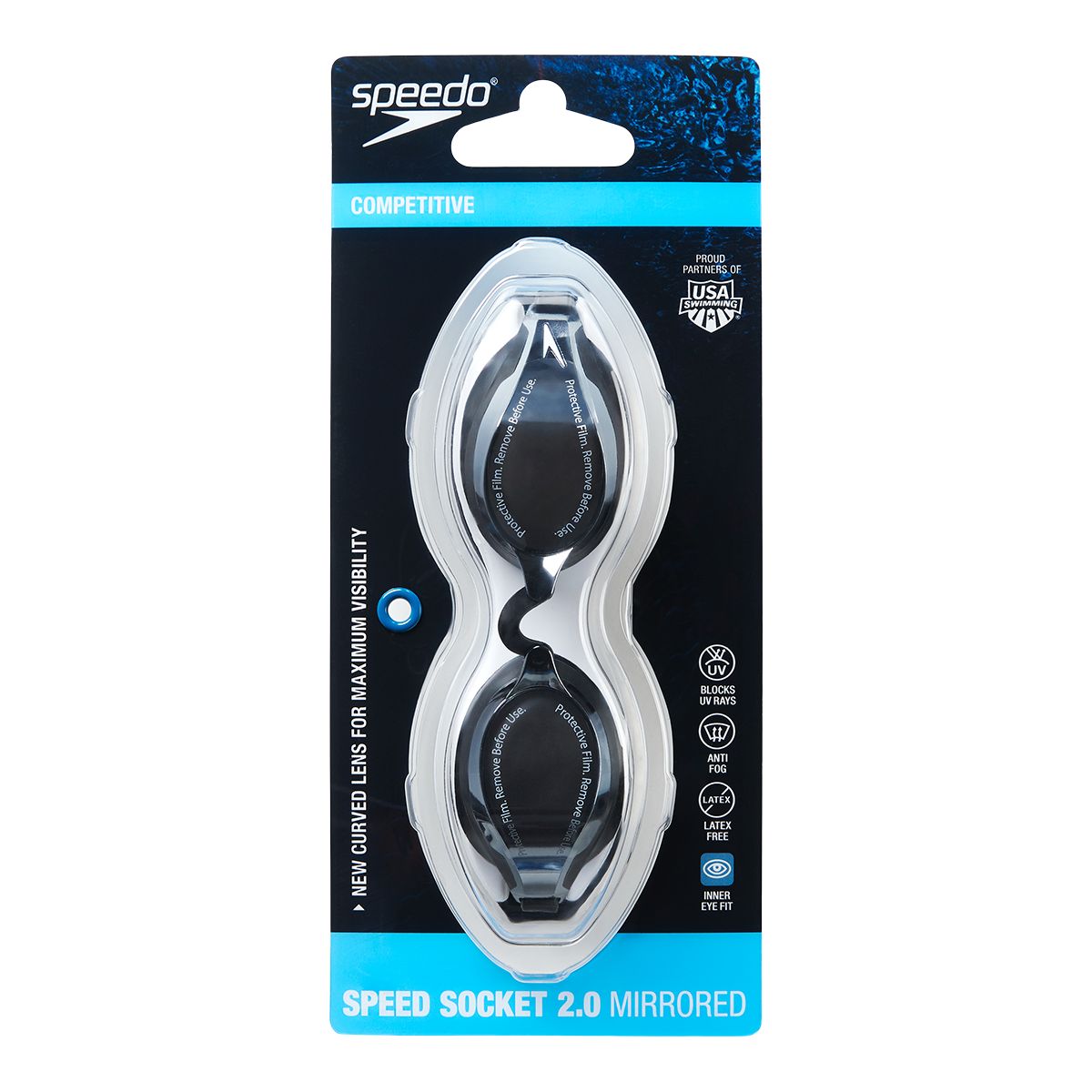 Speedo Speed Socket 2.0 Mirrored Senior Swim Goggles Front_Flat