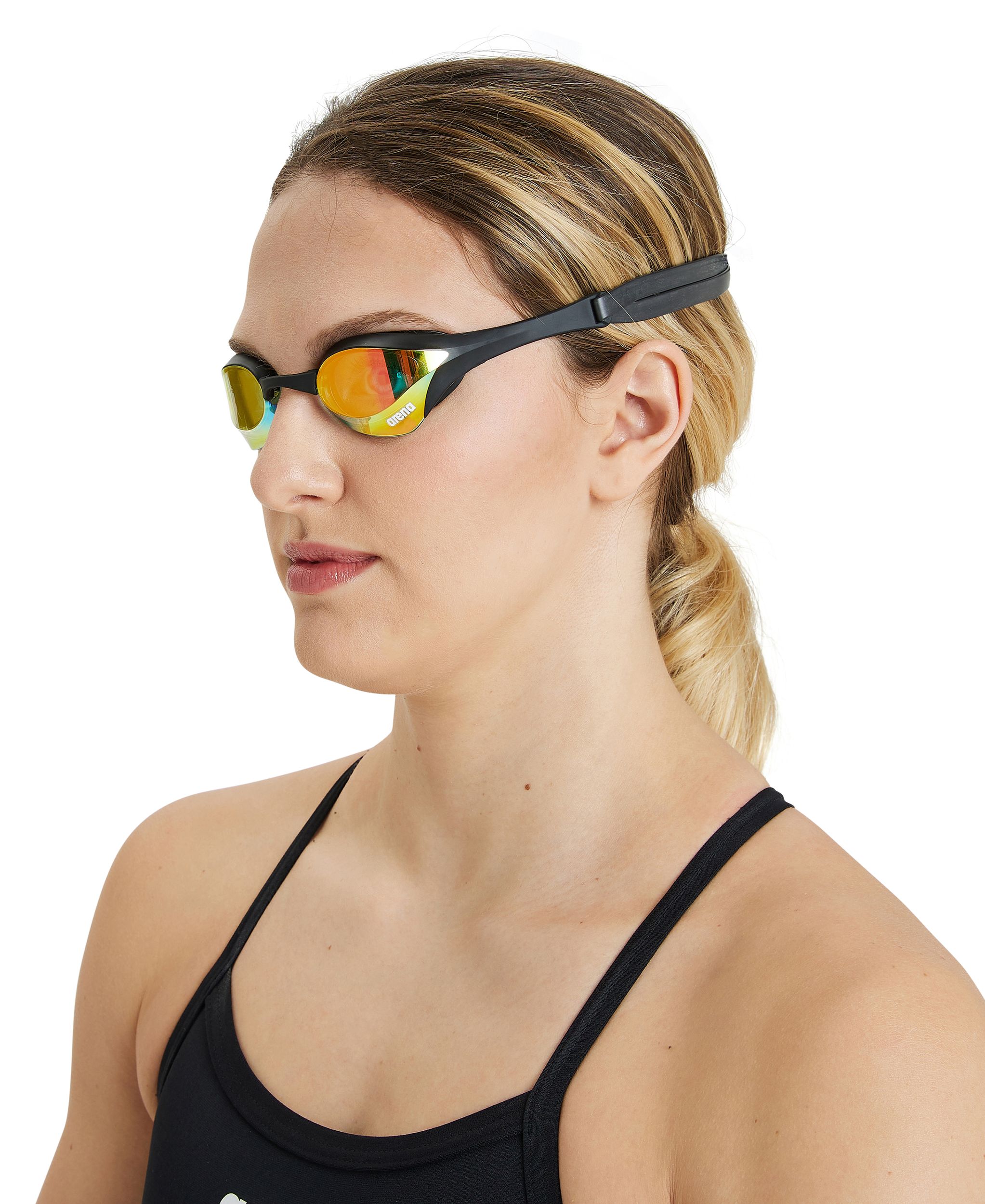 ARENA Cobra Ultra Swipe Mirror Senior Swim Goggles Front_Angled_Left