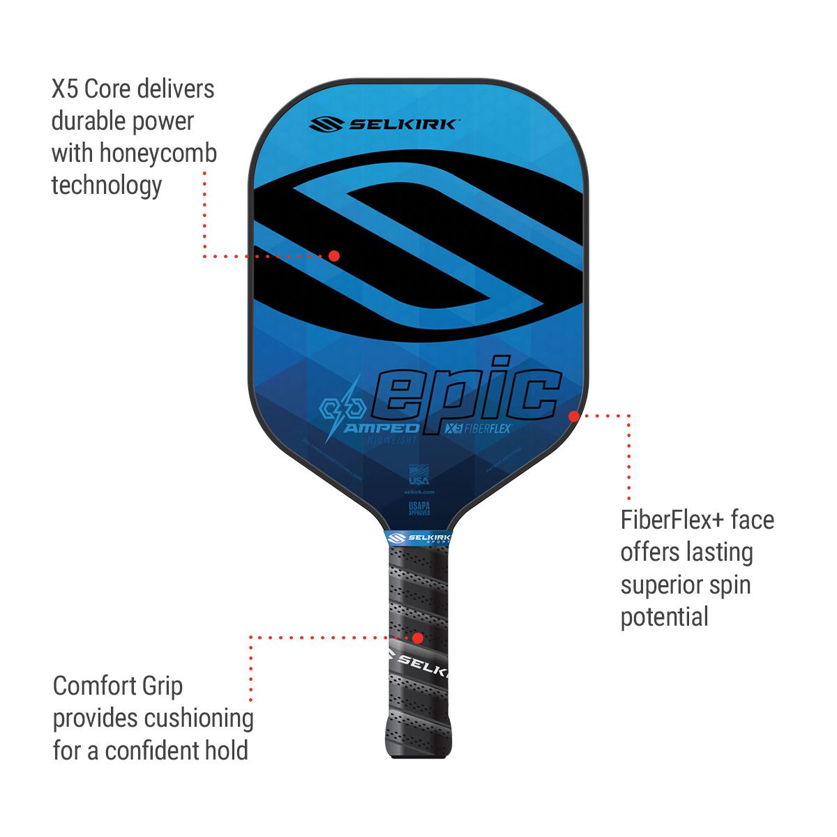 Selkirk AMPED Epic Midweight Pickleball Paddle