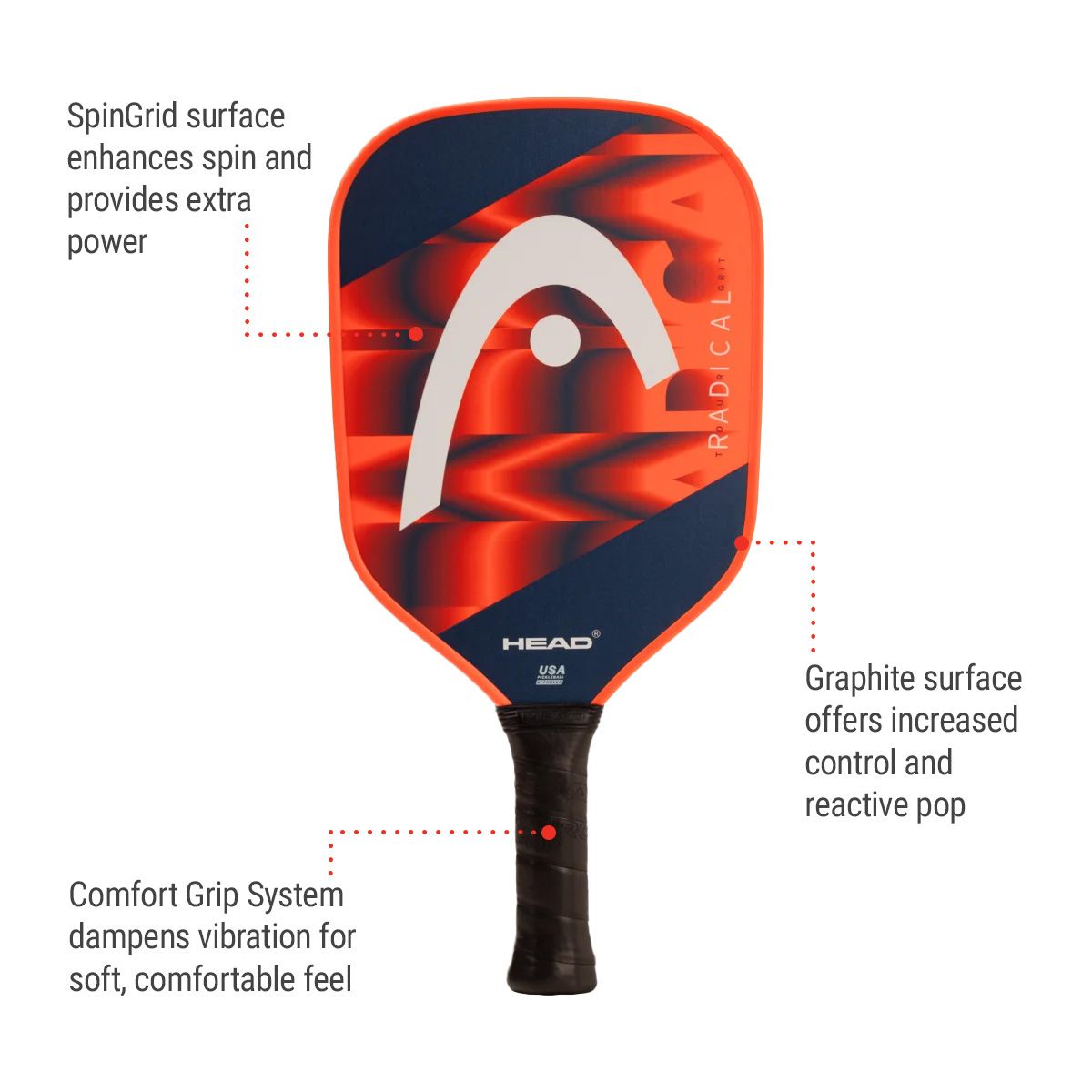 Head Radical Tour Grit Senior Pickleball Paddle