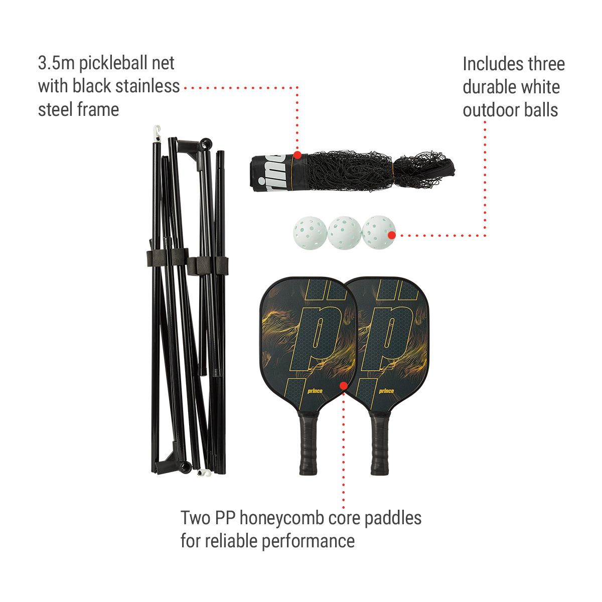 Prince Pickleball Net & Paddle Set