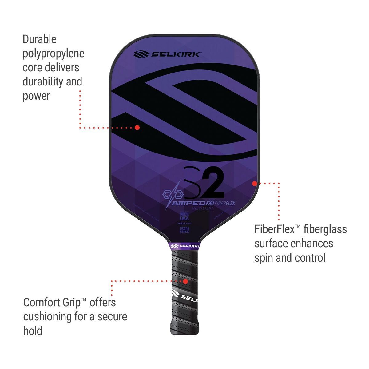 Selkirk Amped S2 Midweight Senior Pickleball Paddle