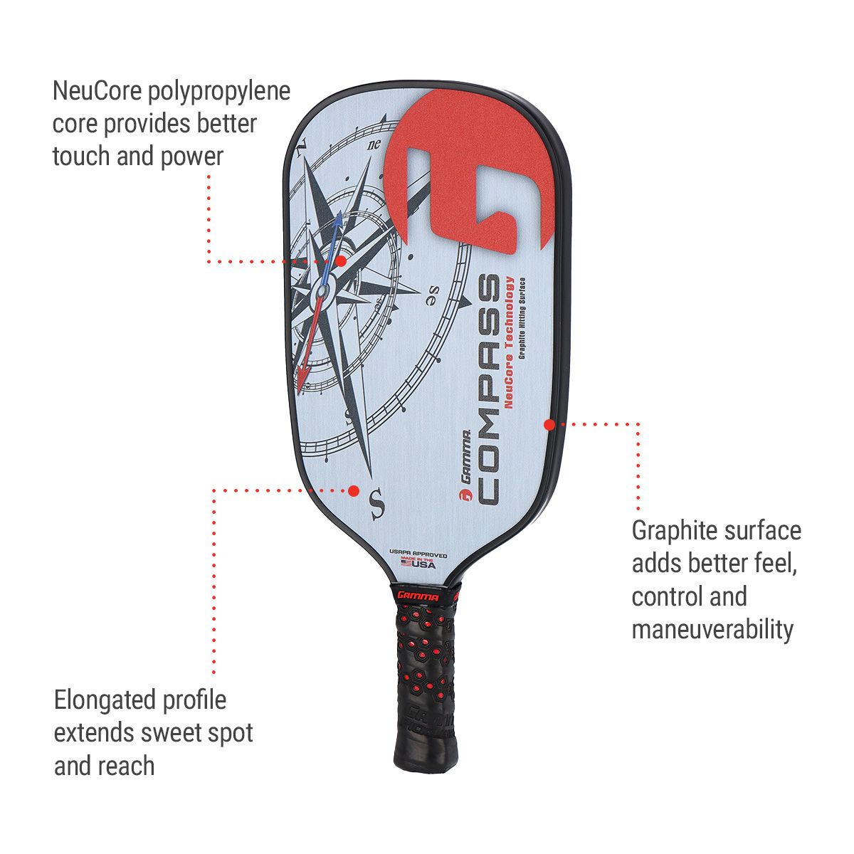 Gamma Compass Elongated Pickleball  Paddle