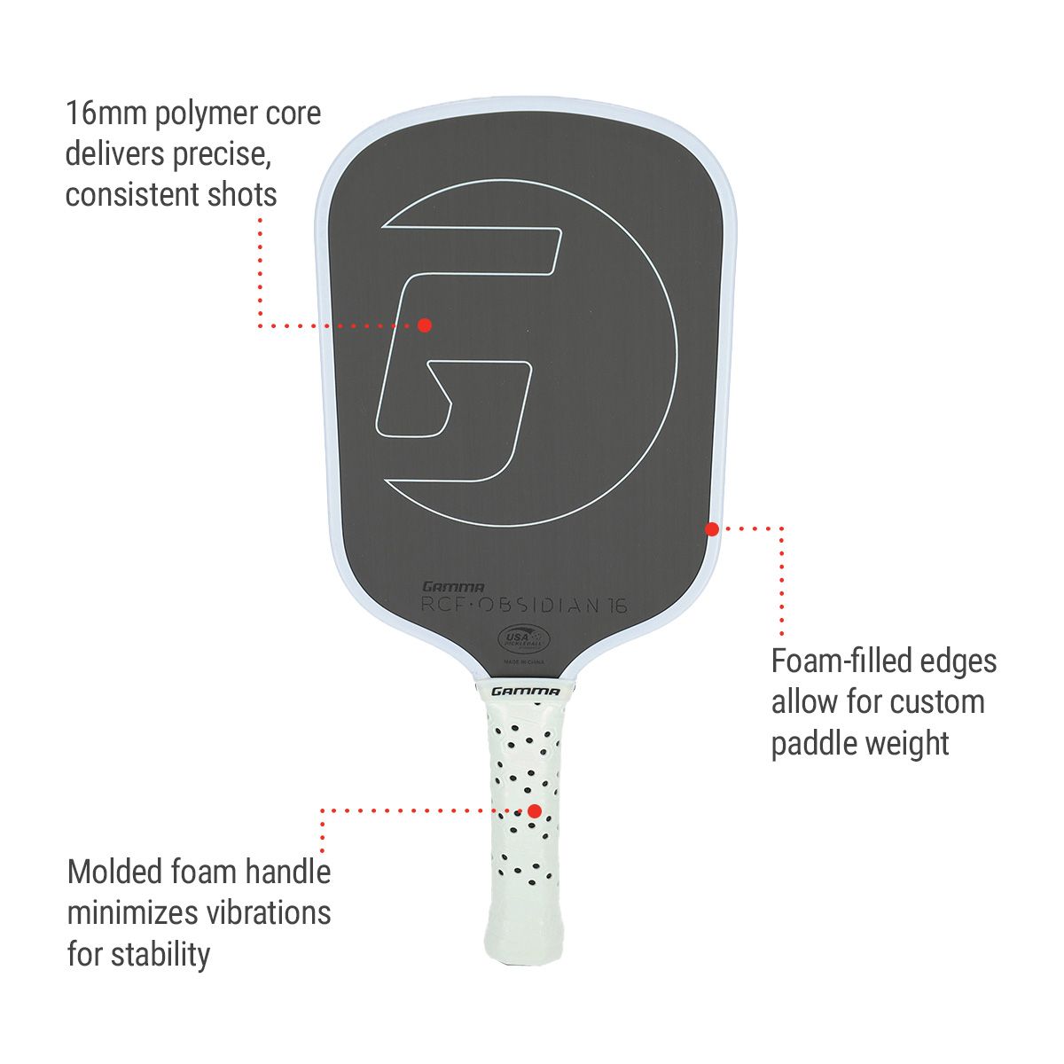 Gamma RCF Obsidian 16mm Senior Pickleball Paddle